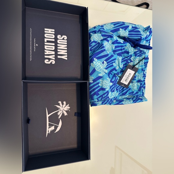 NWT Vilebrequin Men’s Swim Trunks Ronde Des Tortues Blue Topaz Moorea - Picture 4 of 12